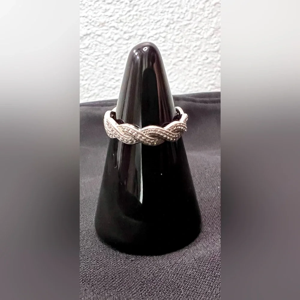 Sterling Silver Braided Celtic Knot Ring with Clear Stones Dainty 925 Jewelry