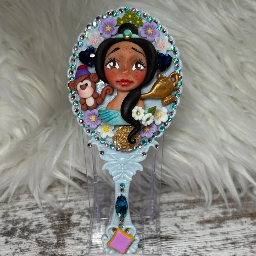 Jazmin Handcrafted Decorative Mirror with Floral Accents