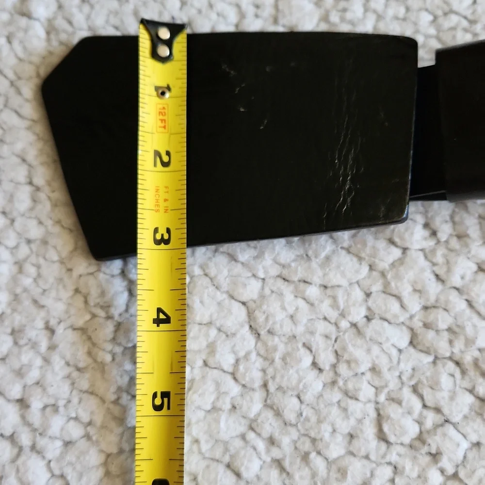 Black leather belt w/ black leather buckle Sz 36
