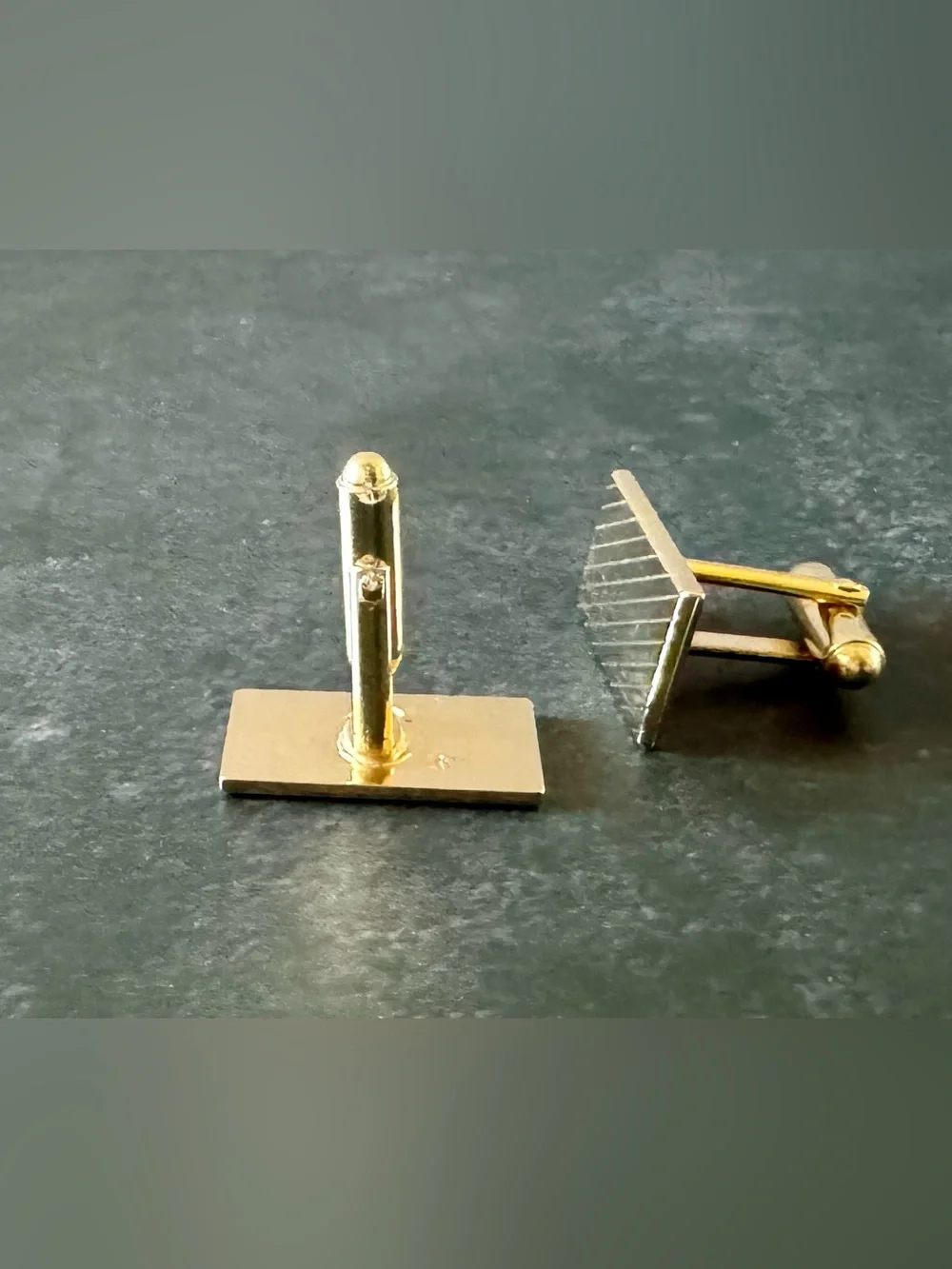 Vintage Gold Tone Diagonal Stripe Cufflinks | Engine Turned Engraving | MCM