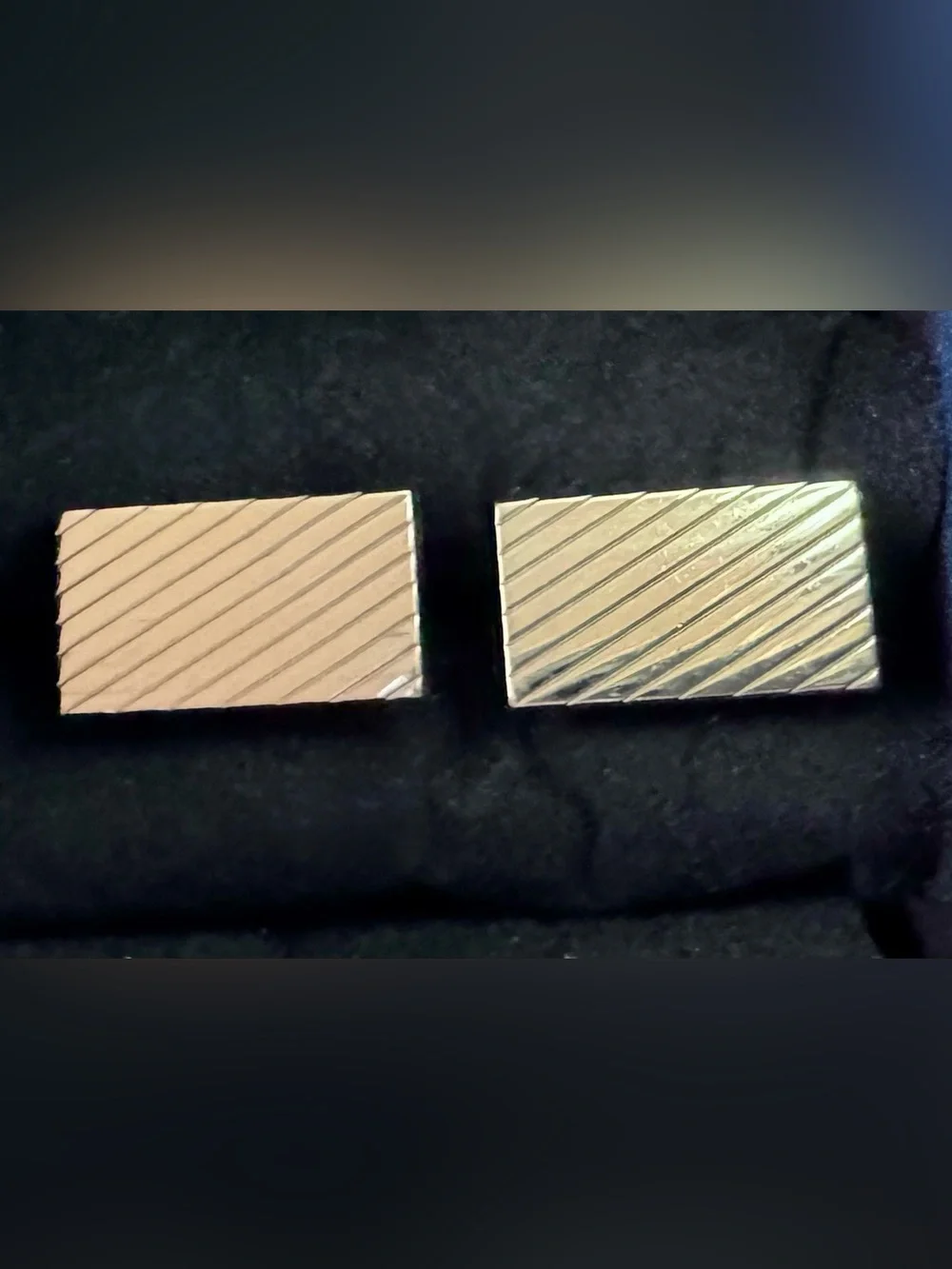 Vintage Gold Tone Diagonal Stripe Cufflinks | Engine Turned Engraving | MCM