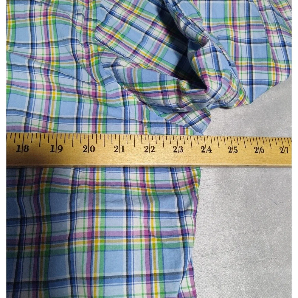 POLO RALPH LAUREN CLASSIC Men Large Blue Multi Plaid Button Long Sleeve Shirt‎