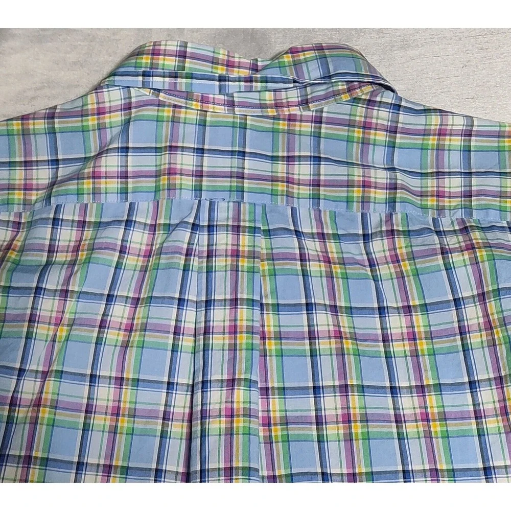 POLO RALPH LAUREN CLASSIC Men Large Blue Multi Plaid Button Long Sleeve Shirt‎