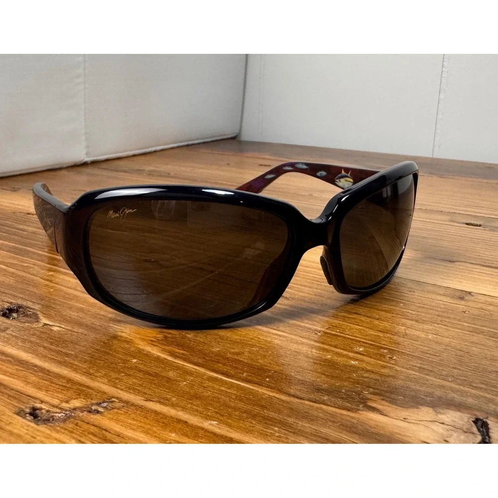 Maui Jim MJ-234-03‎ Yellowfin Polarized Sunglasses Dark Navy Unisex Wrap Sport