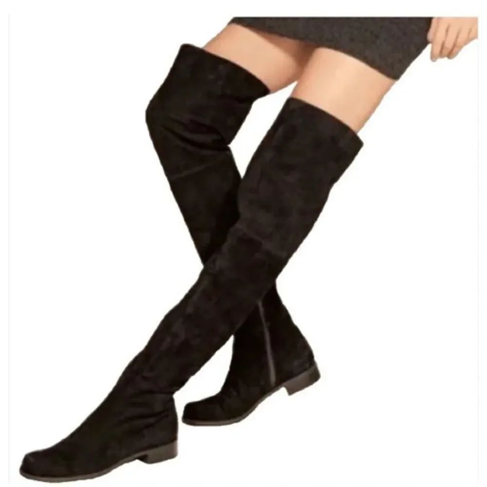 Stuart Weitzman Women's Black Chicago Lug Suede Over-the-knee Boots Size 9.5