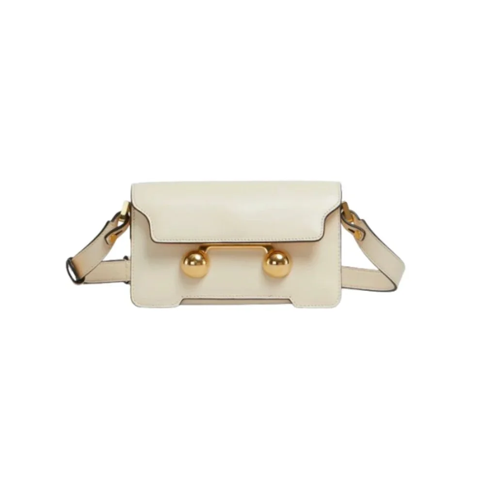 MARNI Mini Trunkaroo Leather Shoulder Bag- Off White