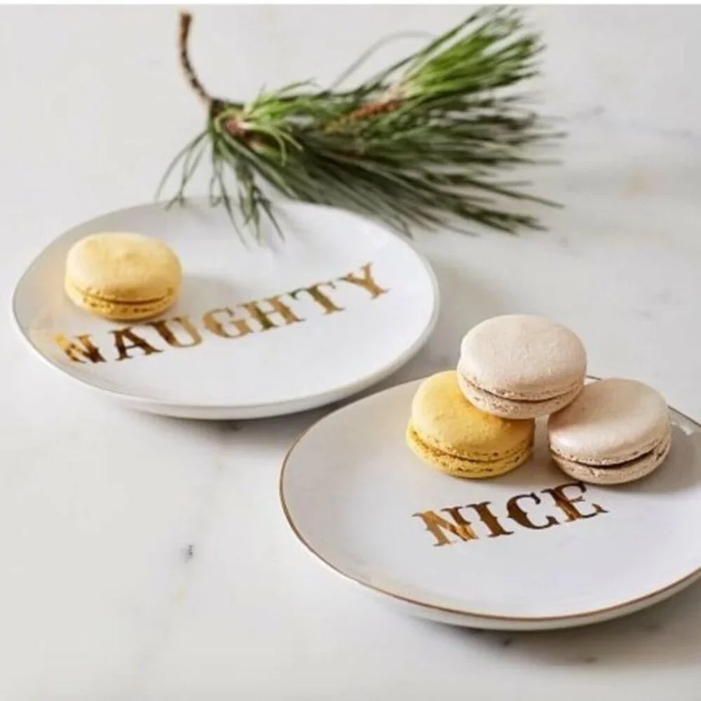 Pottery Barn NWOB Emily & Meritt Naughty Nice Four Dessert Salad Plates 6.5