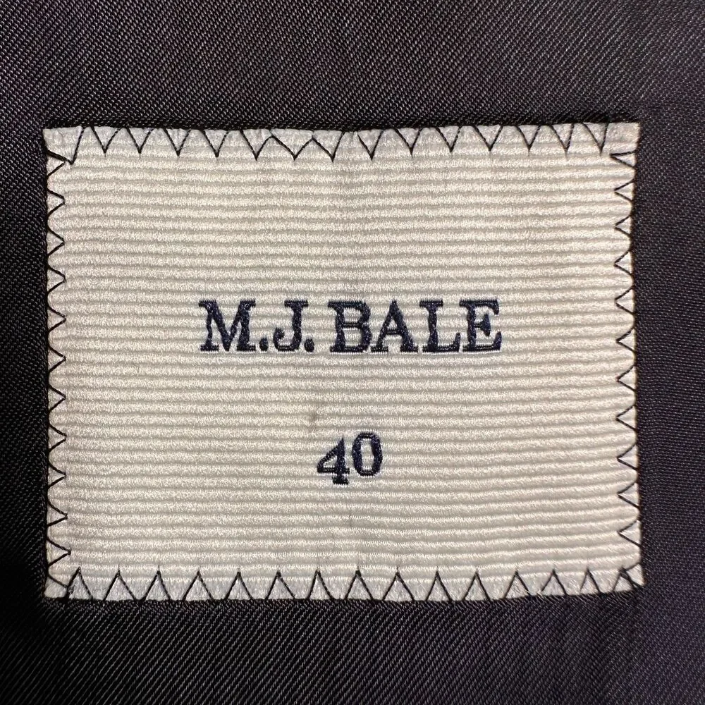 M.J.BALE Men's Blazer 40R Sport Coat 2-Button Suit Jacket Gray Lightweight Wool