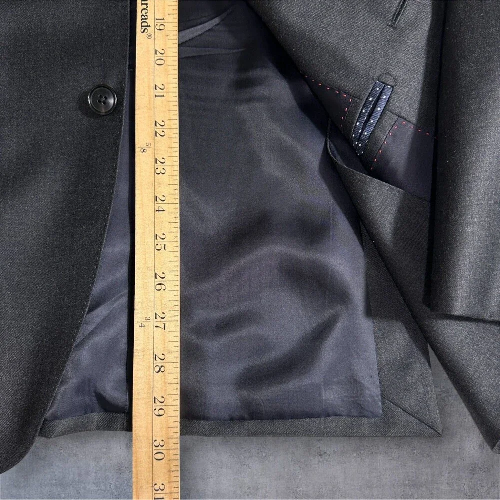 M.J.BALE Men's Blazer 40R Sport Coat 2-Button Suit Jacket Gray Lightweight Wool