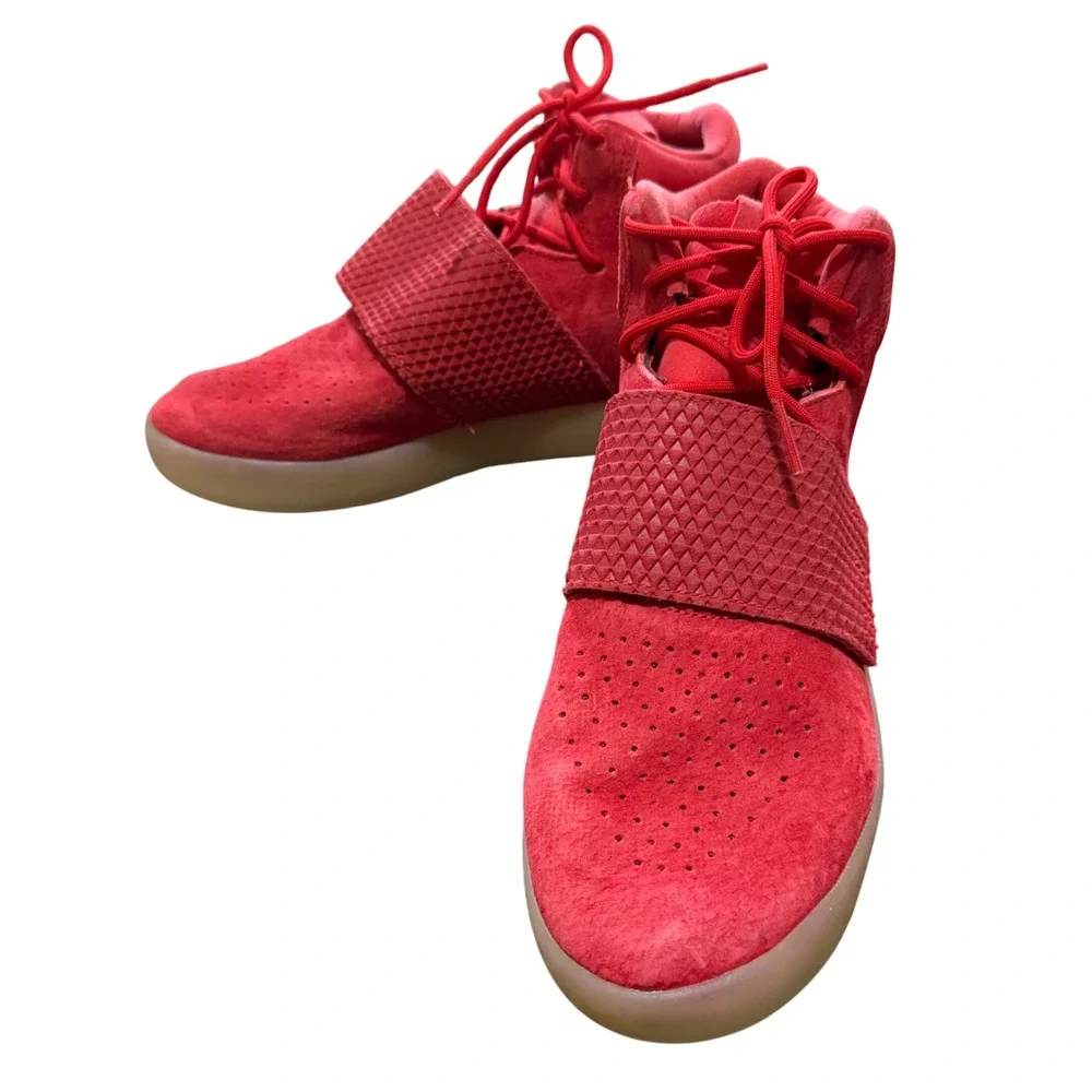 Adidas Ortholite Tubular Invader Strap Red Suede High Top‎ Sneakers US6