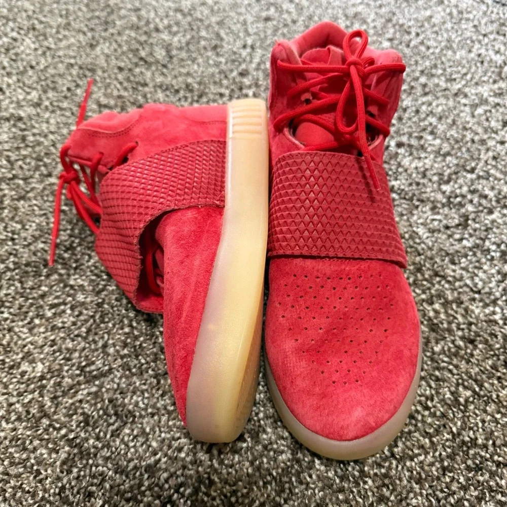 Adidas Ortholite Tubular Invader Strap Red Suede High Top‎ Sneakers US6