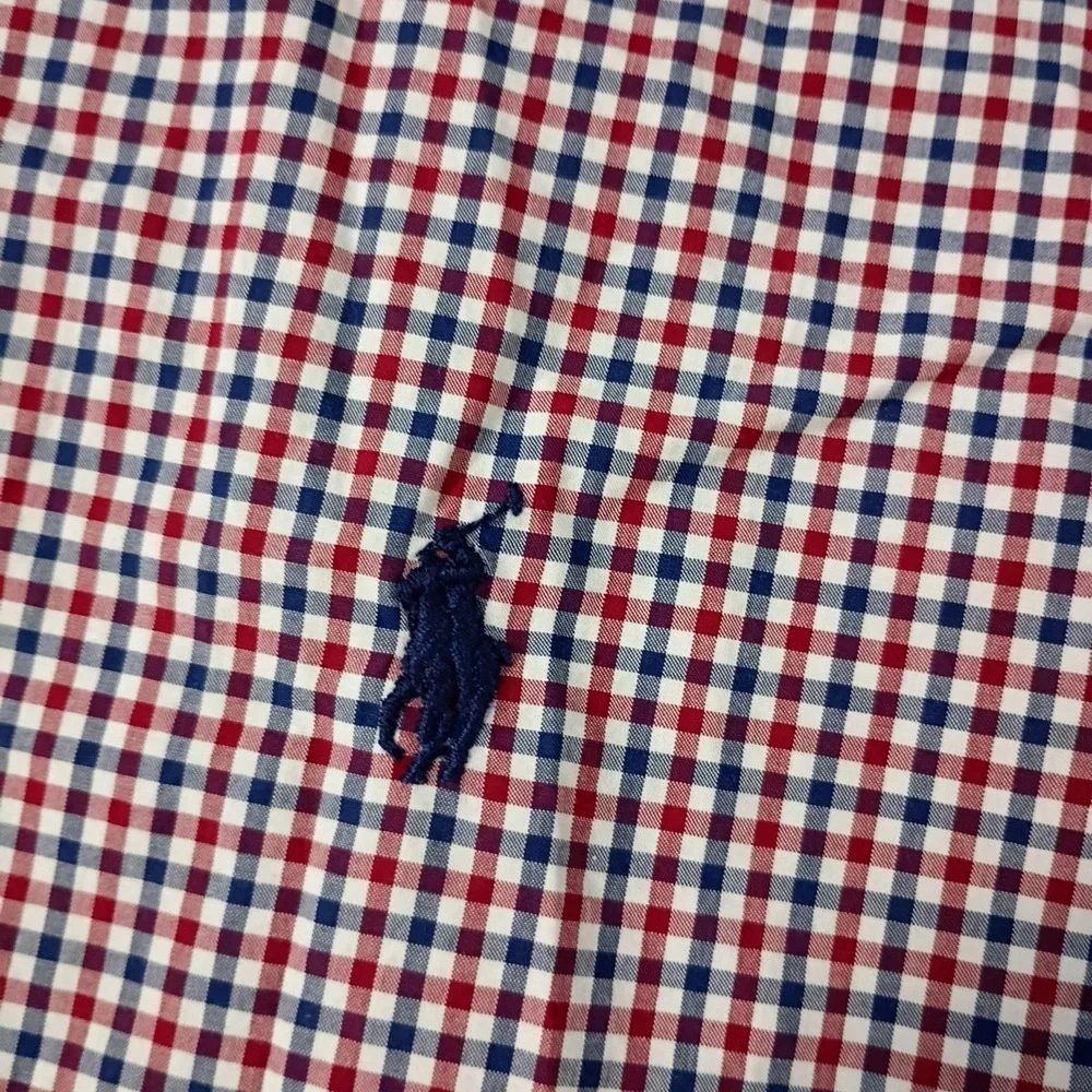 Polo Ralph Lauren Shirt Mens‎ XL Slim Fit Red White Blue Gingham Check Pony