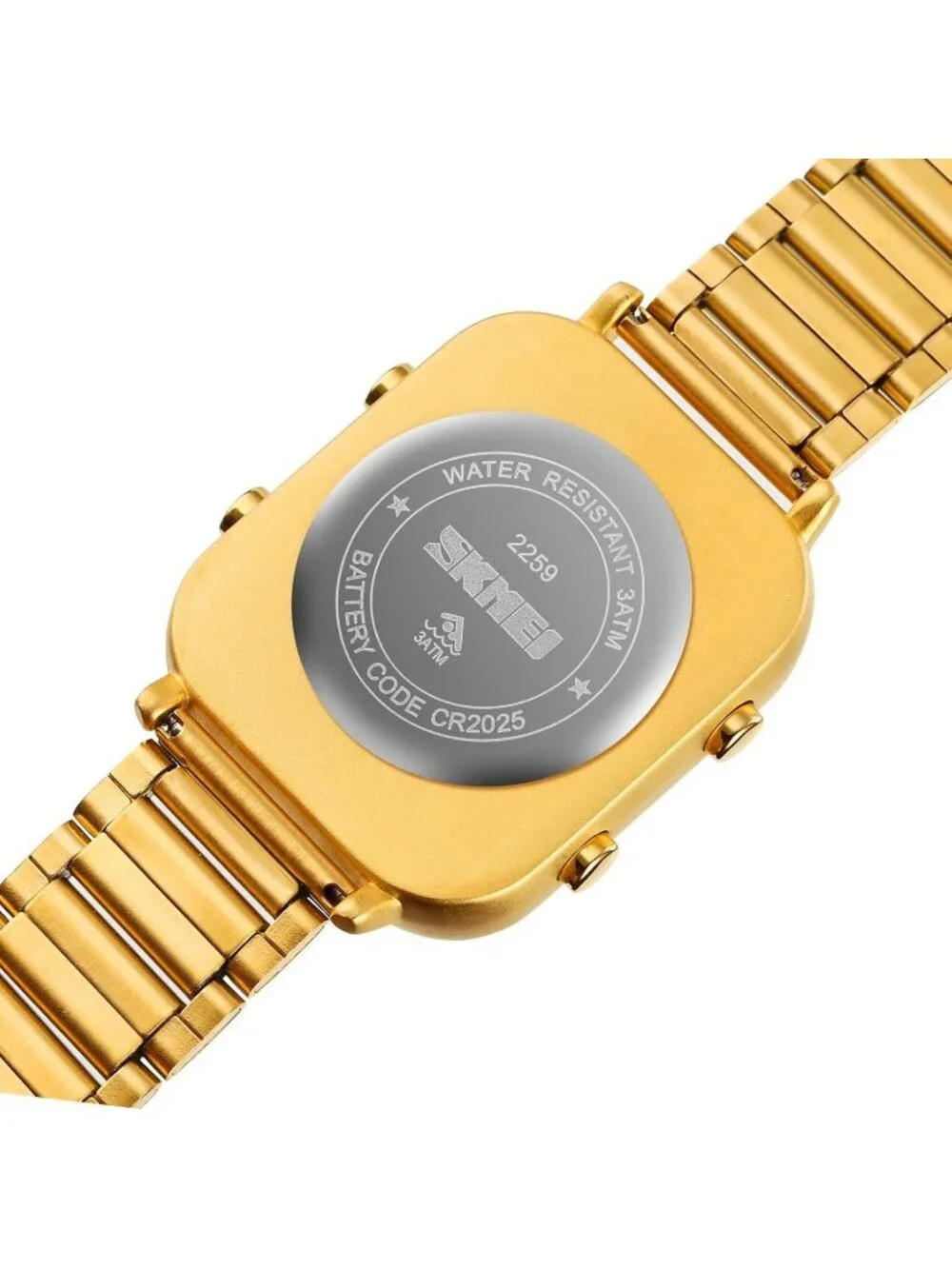 Unisex Black Analog Stainless Steel Waterproof Electronic Square Digital Watch