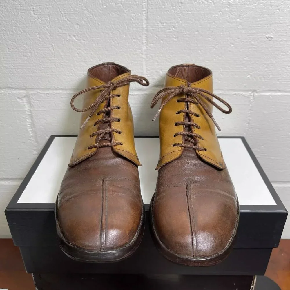 VTG MOMA Boot‎ Brown Leather Split Toe Oxford Shoes Size 44/ US 12 Made In Italy