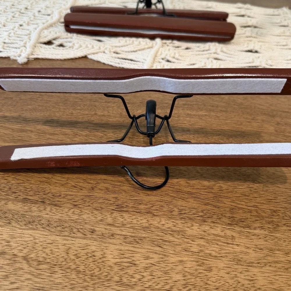 Wooden Clamp-Style Wooden Pants Clothes Hangers Set Of 3 10.75