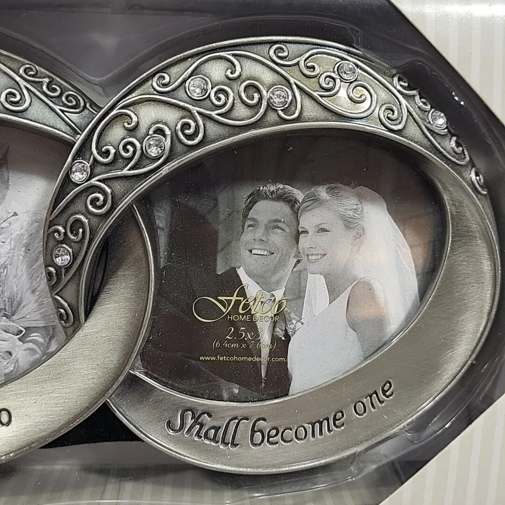 Fetco Picture Frame‎ Pewter Wedding Double Rings Two Shall Become One New