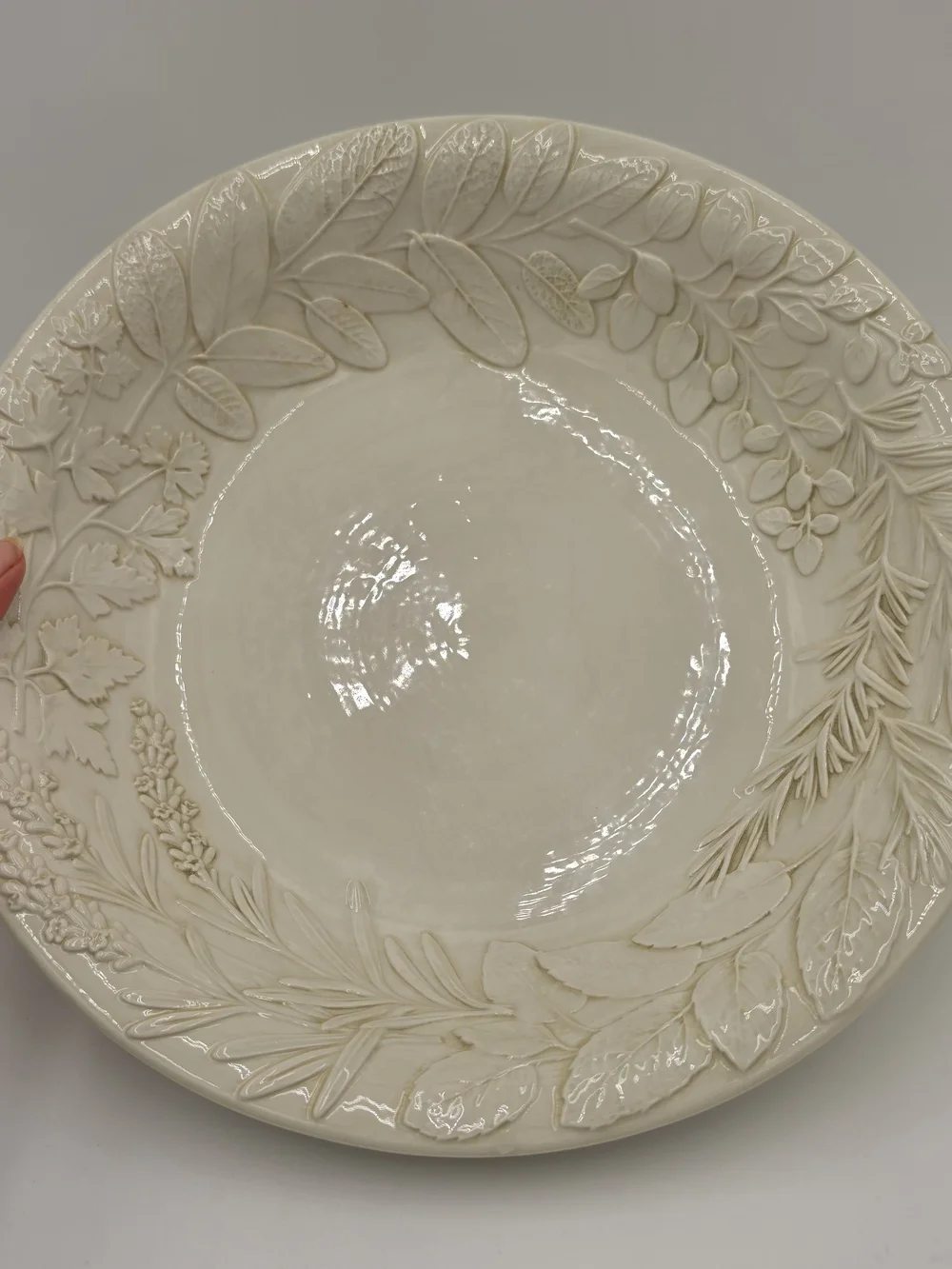 Williams-Sonoma White Herb Ceramic Bowl with Black Logo