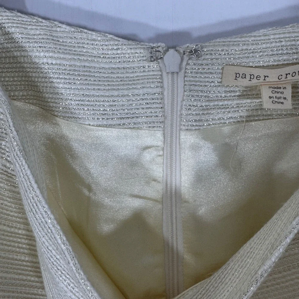 Anthropologie x‎ Paper Crown Shimmered Cressida Ivory Gold A-Line Skirt Size 4