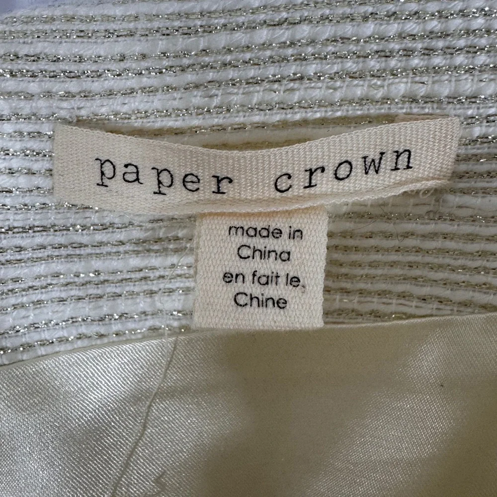 Anthropologie x‎ Paper Crown Shimmered Cressida Ivory Gold A-Line Skirt Size 4