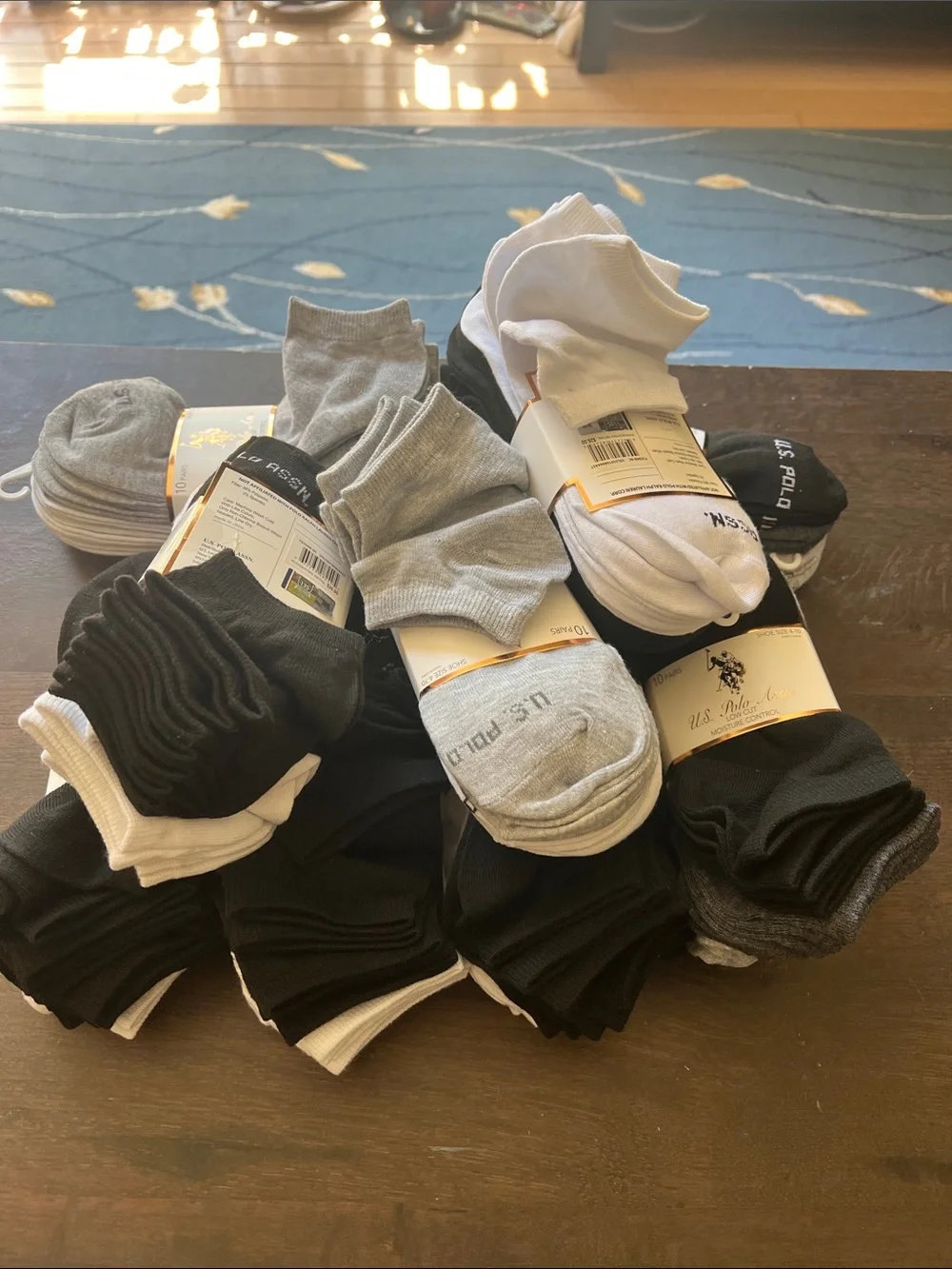 U.S. Polo Assn. No-Show Sock Multi-Pack - Black, White, Gray Lot of 9