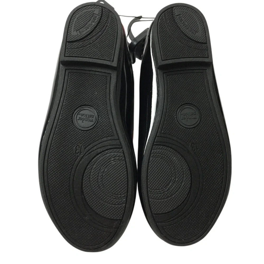 WONDER NATION Girl’s Ankle Ballet Dress Flat Elastic Straps Black Patent Size 13