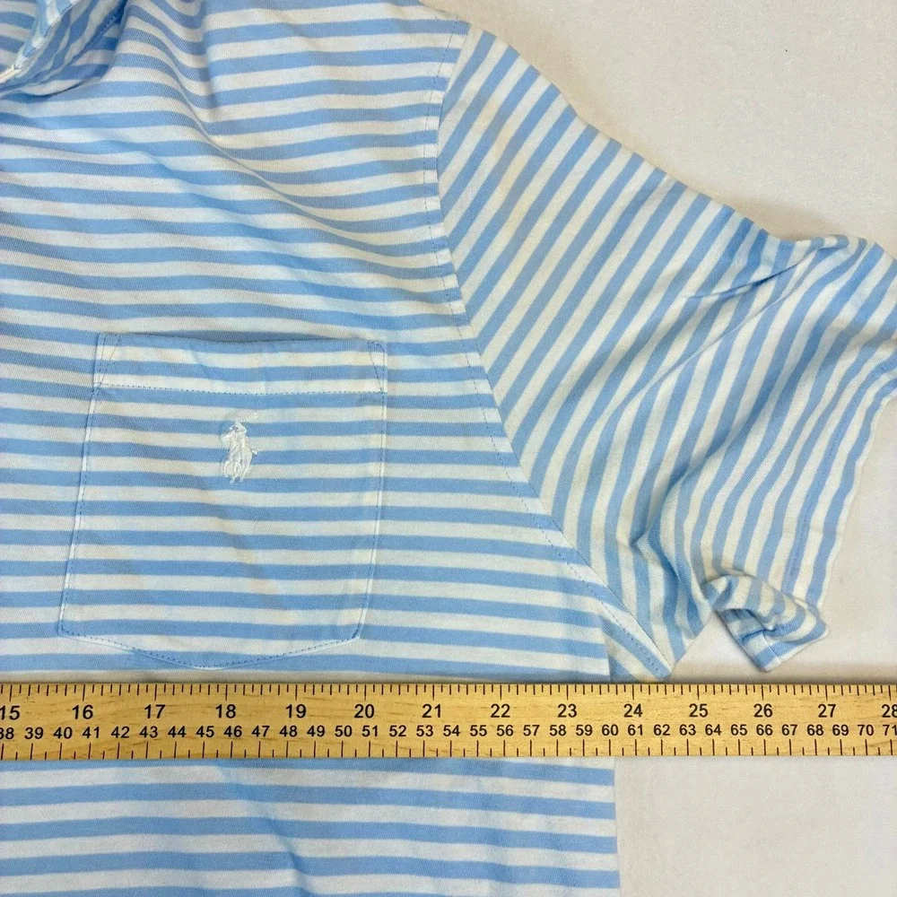 Polo Ralph Lauren Polo Shirt‎ Mens XL Blue White Striped Classic Fit Pocket Pony
