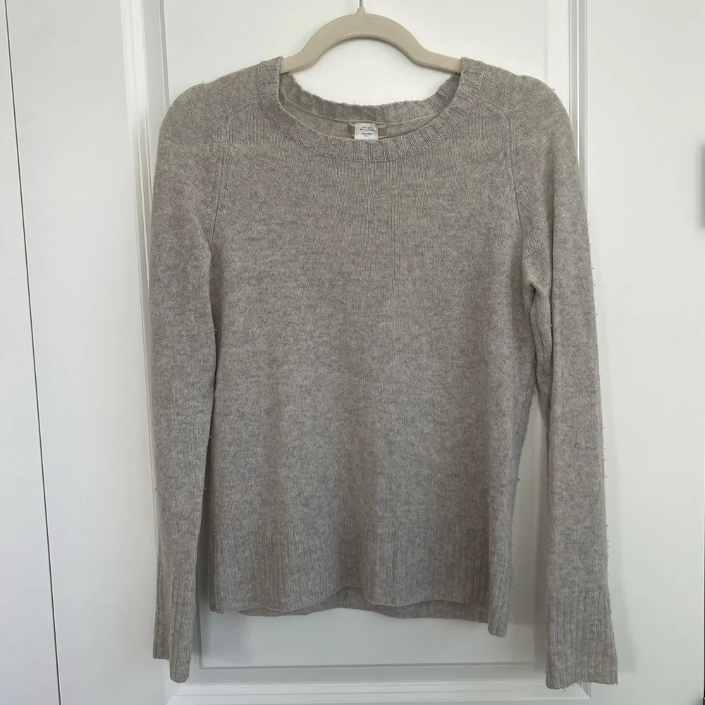 J.Crew Light Gray Wool Cashmere Lightweight Crewneck Sweater Small Classic Knit