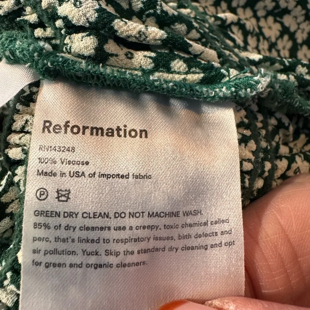 Reformation Green & White Floral Women's Top