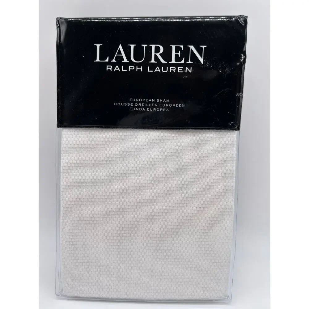 Ralph Lauren EDEN White/Blue Trim Pique EURO Sham 26x26 $135 NWT.,
