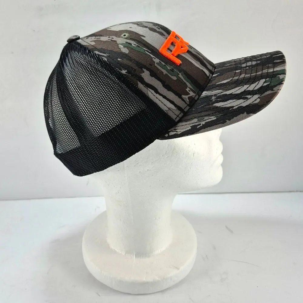 NWOT Richardson 112 Trucker Realtree Original Camo Black Mesh Orange Logo Hat