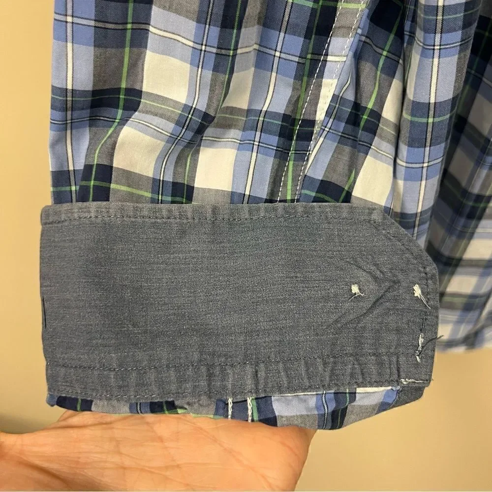 Banana Republic blue plaid button down size L