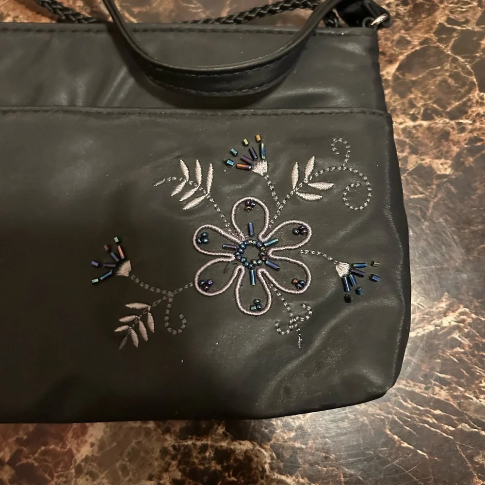Kathie Lee Collection Black Embroidered small shoulder bag