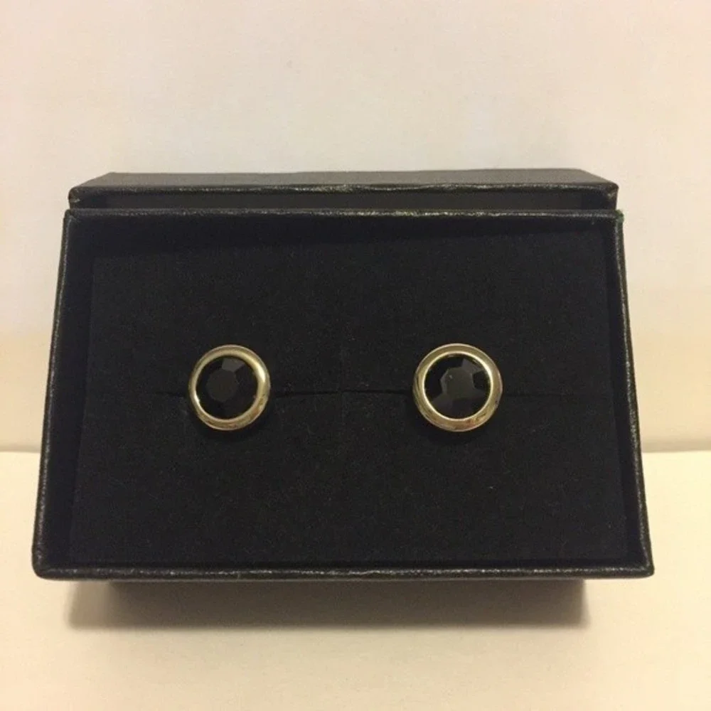 Cuff links, black CZ