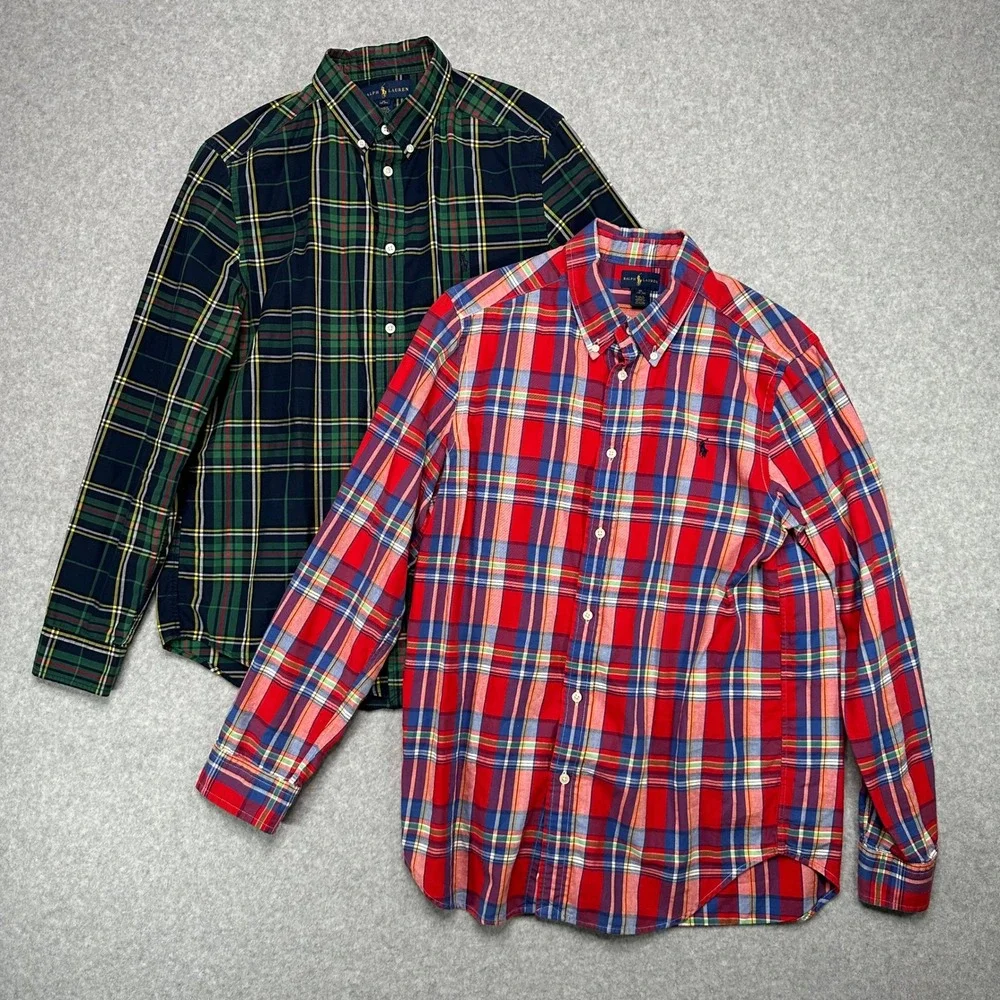 Ralph Lauren Kids Plaid Button Down Shirts Bundle XL 18-20 Red‎ Blue Green Navy