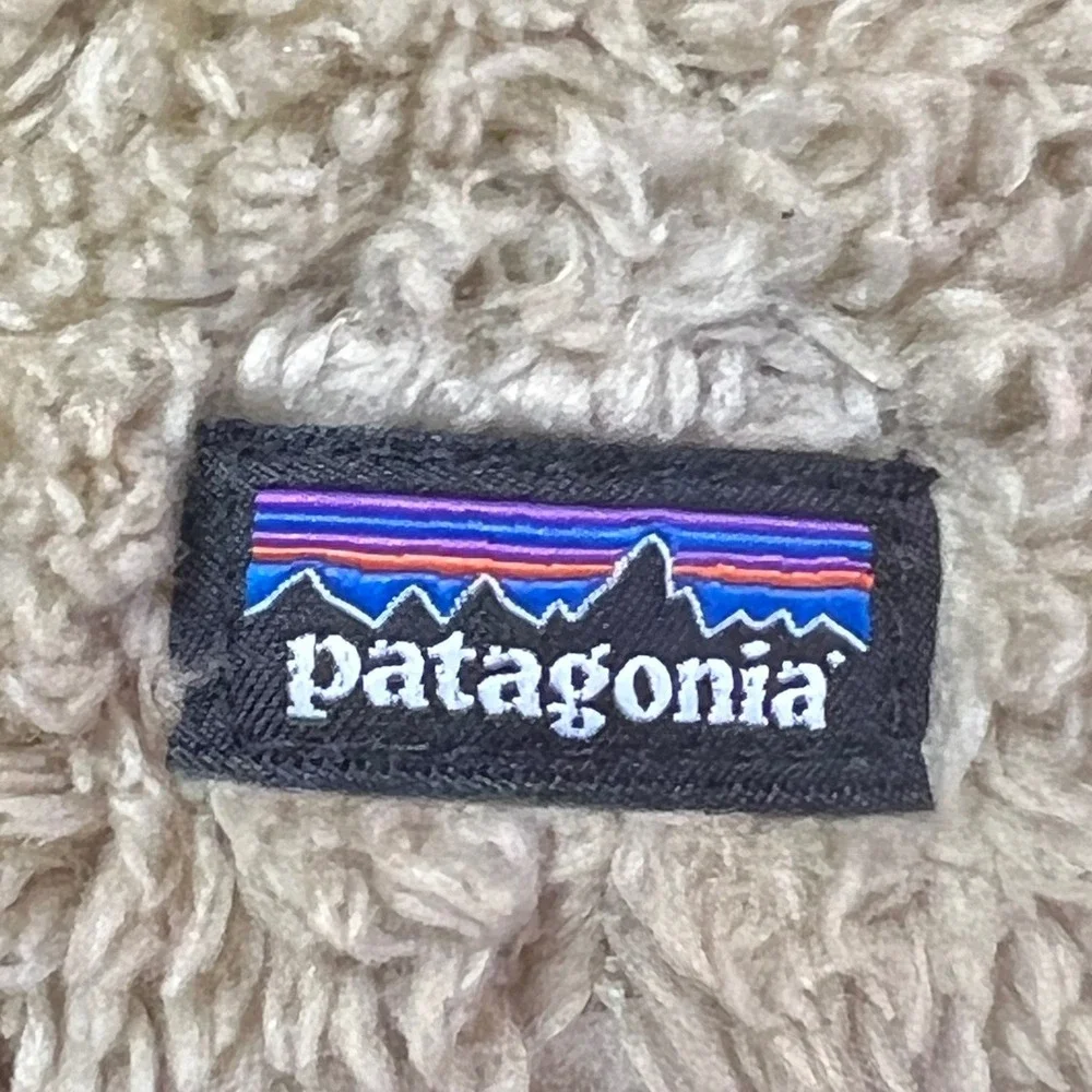 Patagonia Kids Fleece Lined Reversible Hat Hedgehog‎ Cloud Pattern Orange Trim