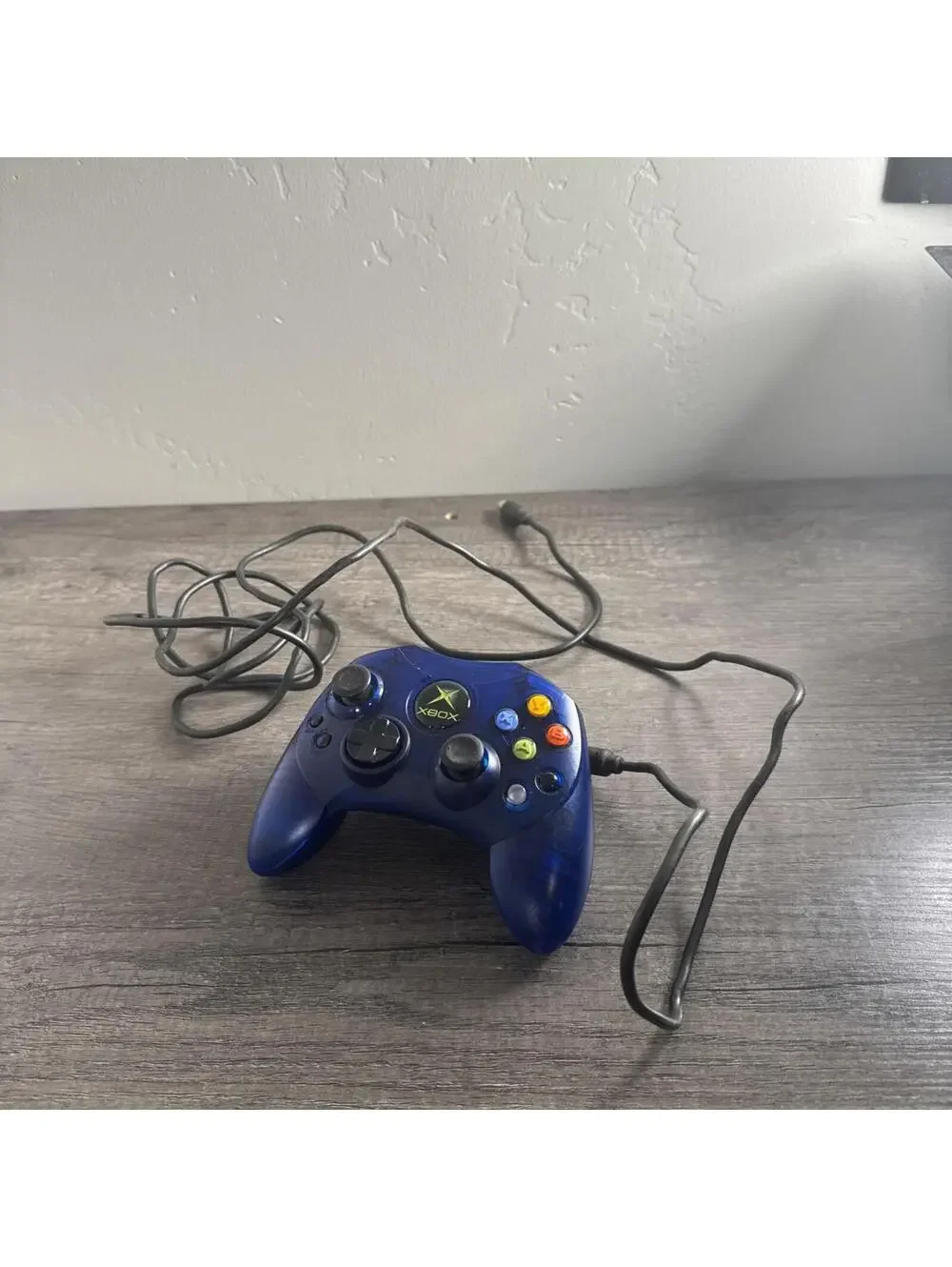Original Xbox Controller S Blue Translucent Wired Gamepad NO DONGLE