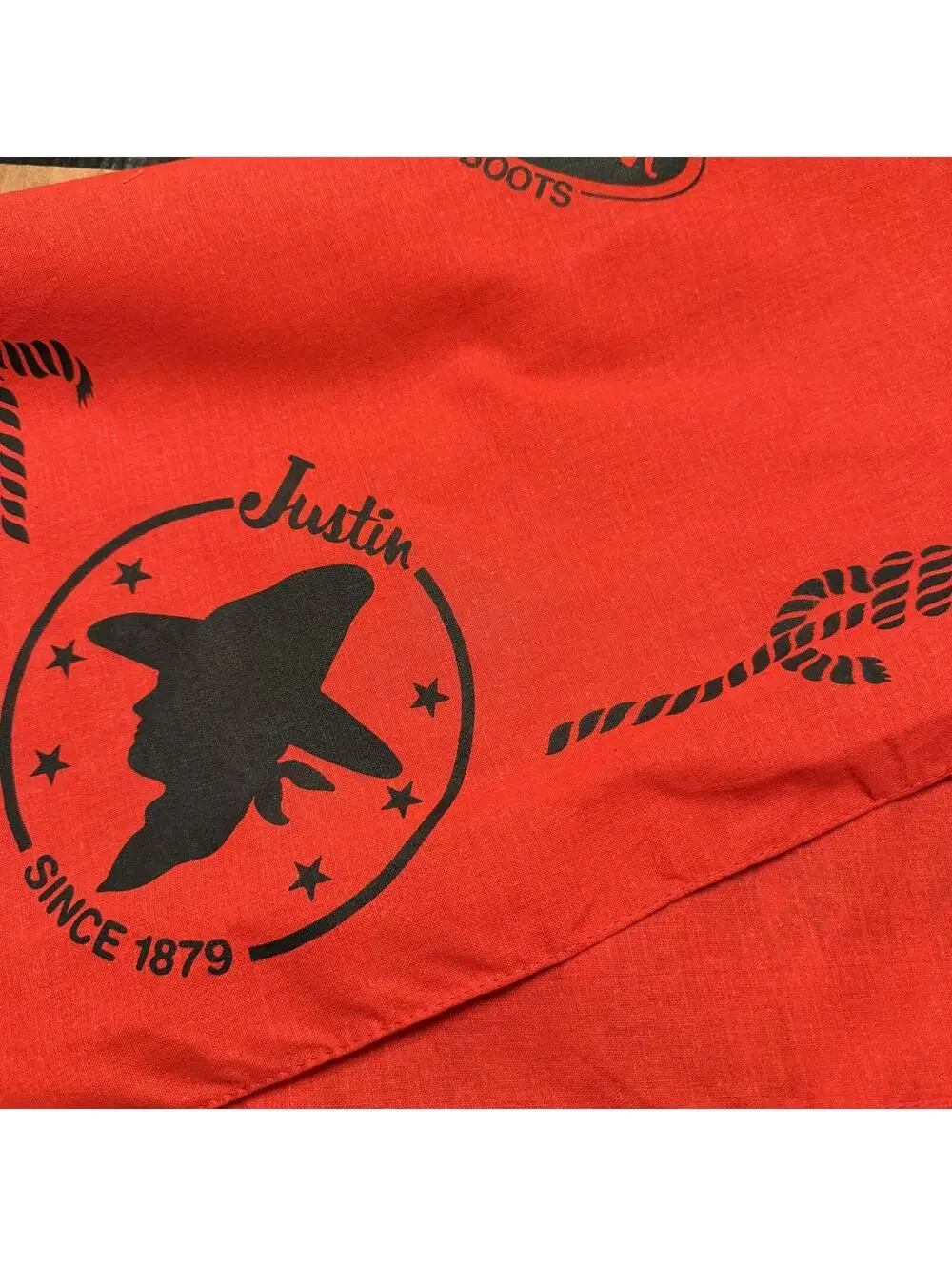 Justin Boots Bandana Red & Black Western Handkerchief Cotton Cowboy