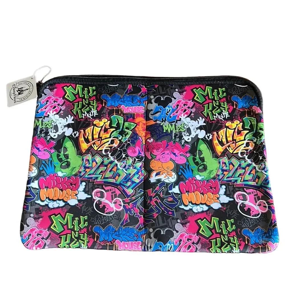 Walt Disney World Parks Graffiti Print Reversible Laptop Sleeve Case NWT
