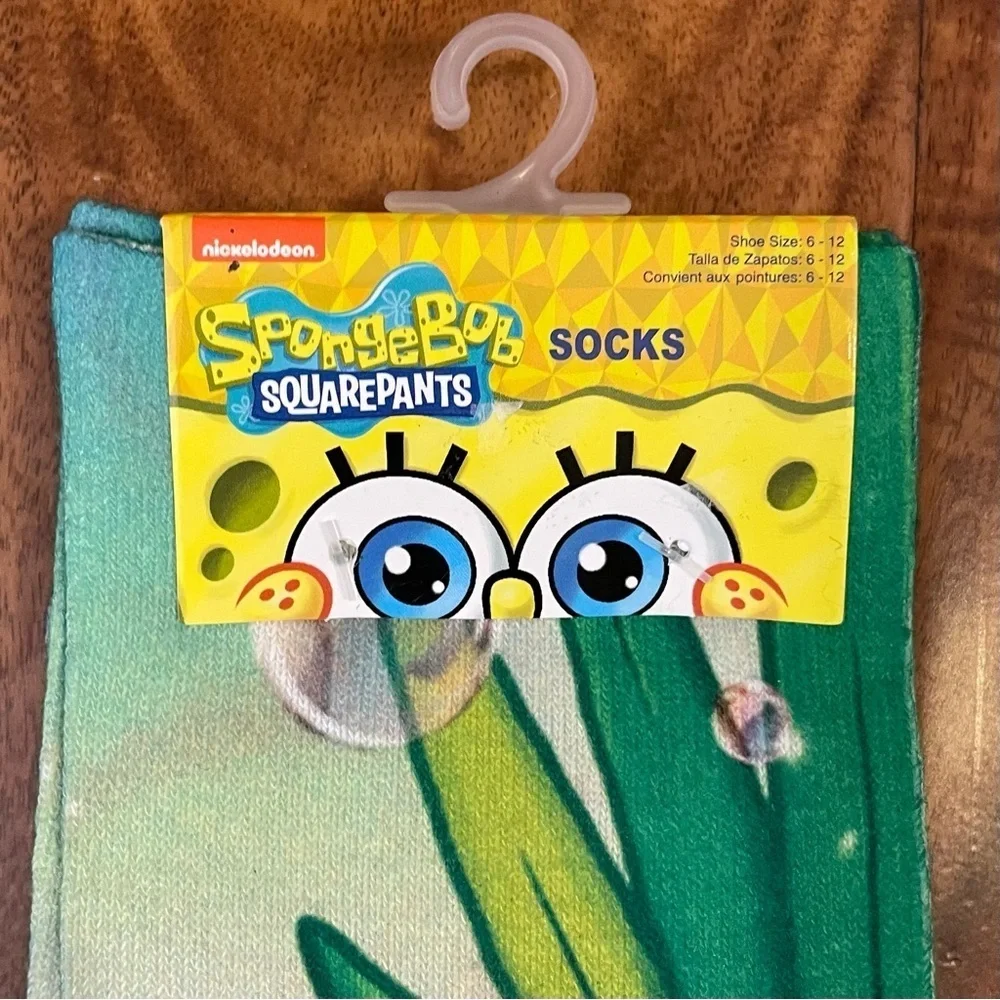 New SpongeBob Square Pants Socks 2-Pairs Patrick Star Pineapple Adult Size 6-12.