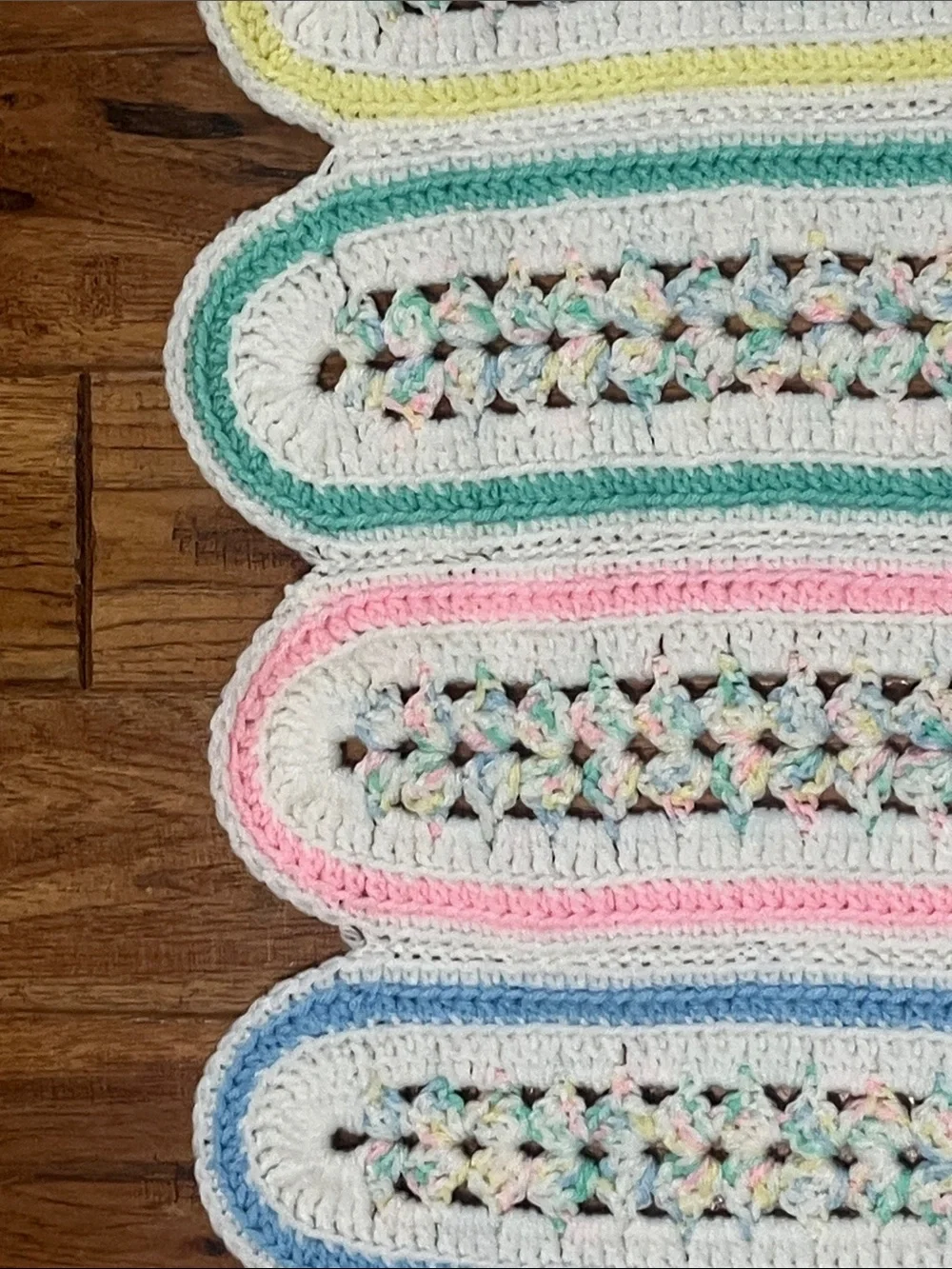 New Handmade Crochet Baby Blanket - Pastel Stripe baby gift afghan 43x50