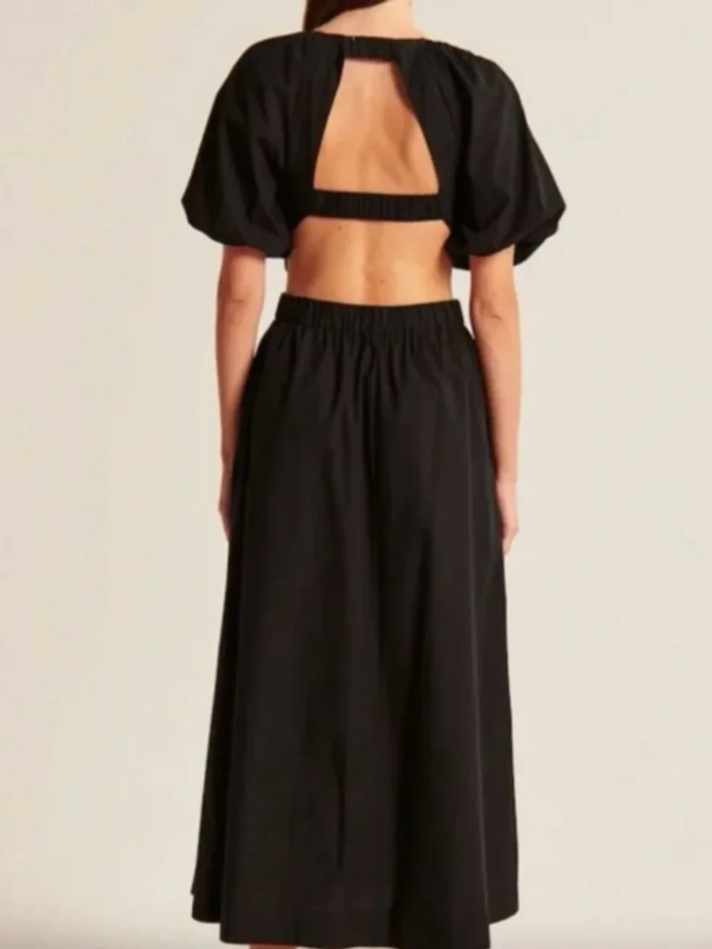 Abercrombie & Fitch High-Neck Open Back Midi Dress (Black) - Size XS