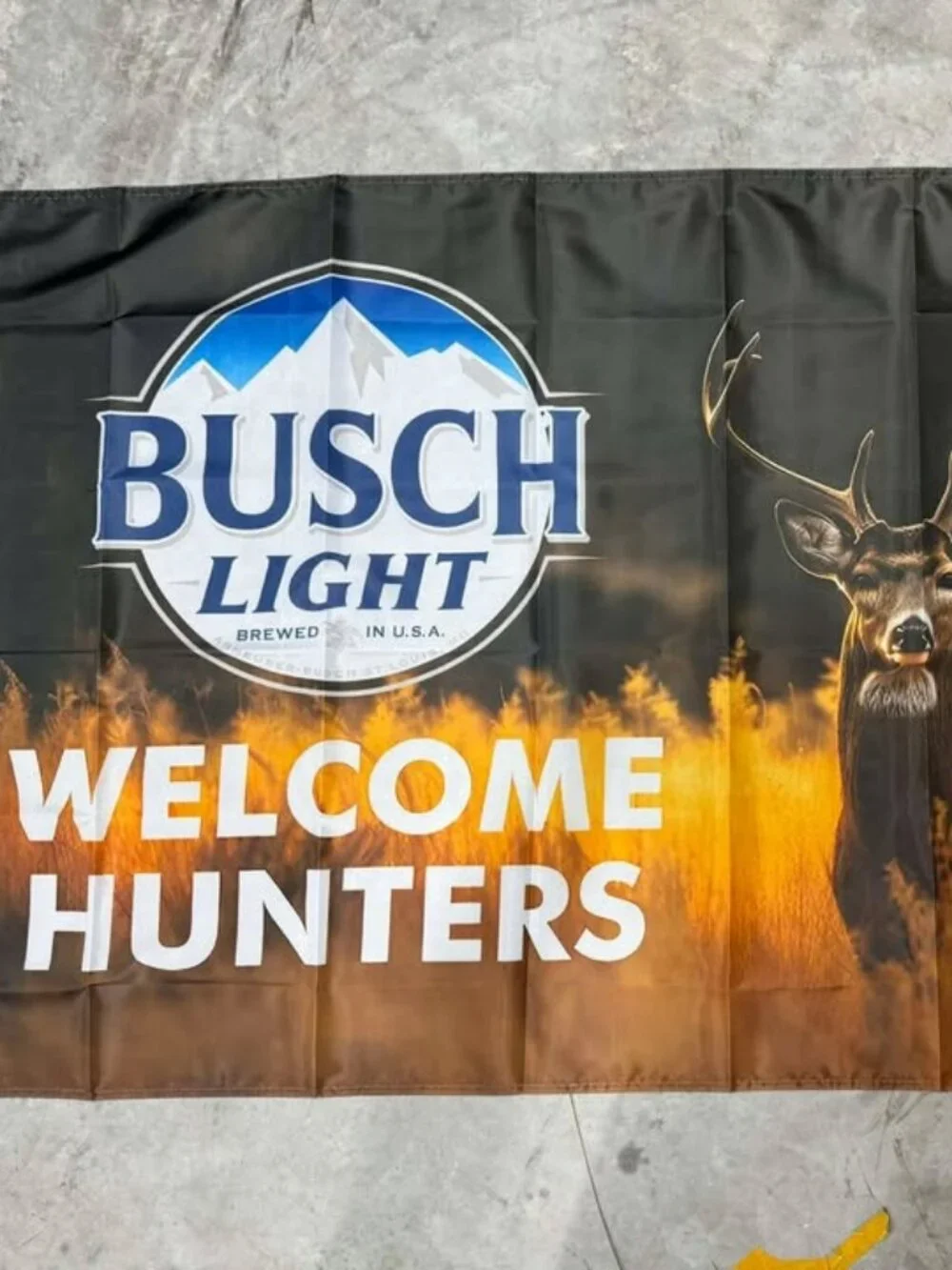 🦌 Busch/Busch Light 'Welcome Deer Hunters' Banner – 3'x5' – Perfect for Outdoor