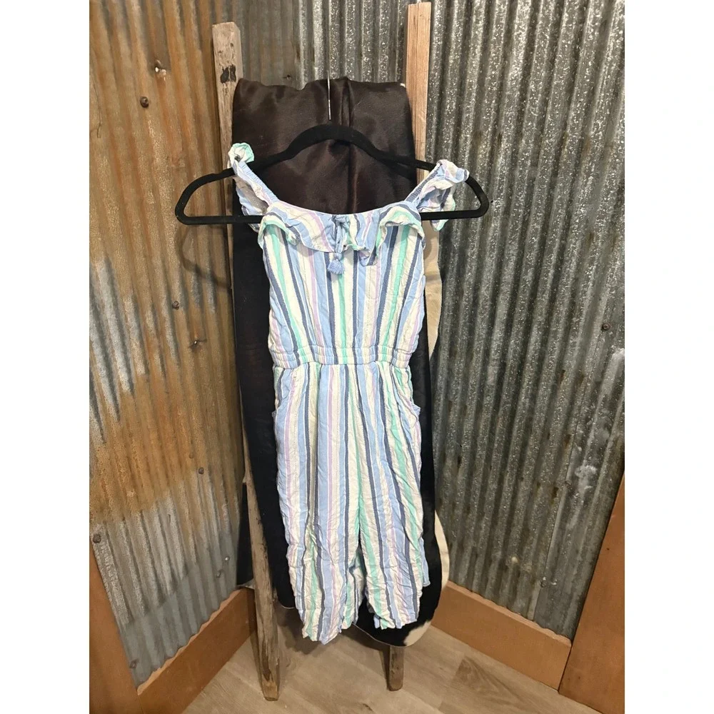 Girls‎ Striped Ruffle Jumpsuit One Piece Summer Outfit Size 7
