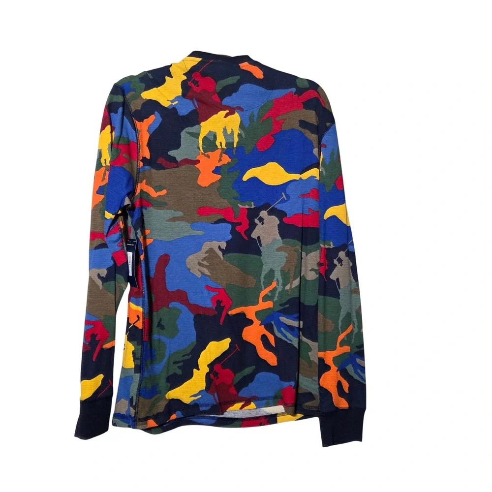 Polo Ralph Lauren Mens Multi Color Camo Big Pony Thermal Shirt Navy Blue M NEW