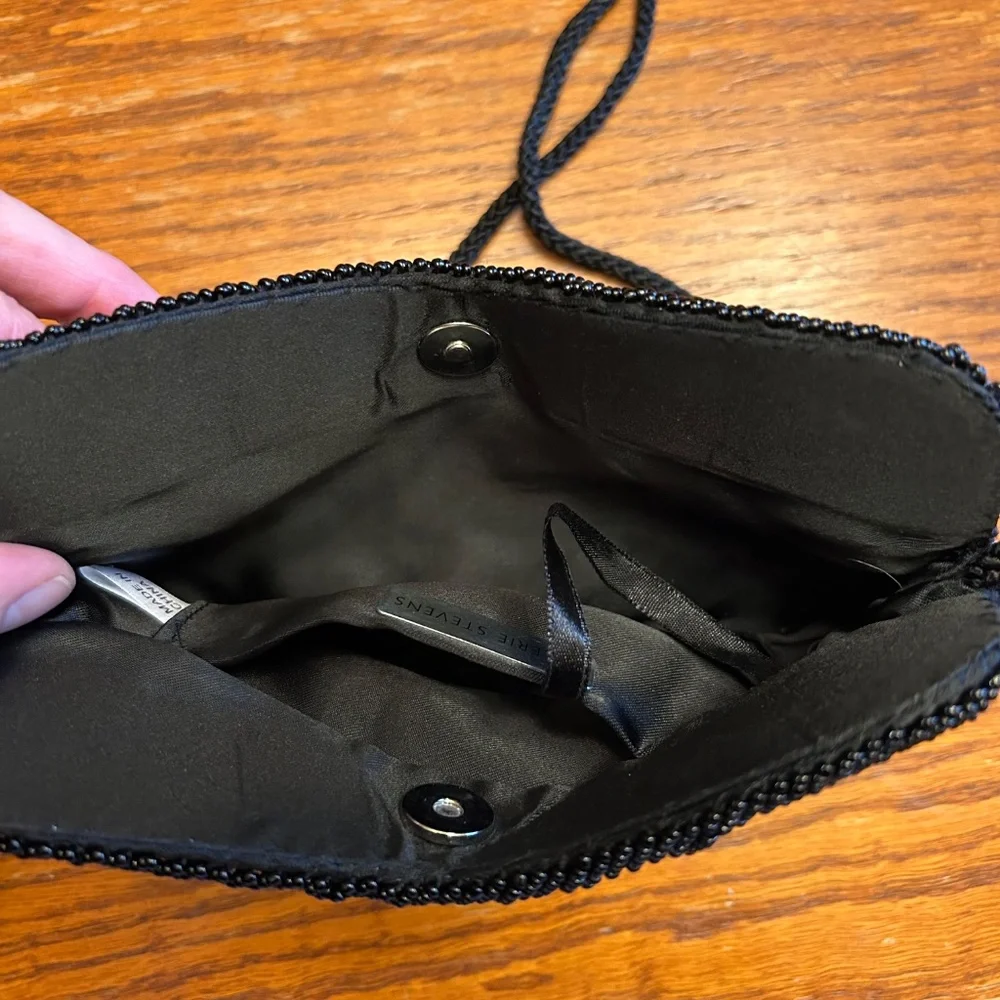 Valerie Stevens‎ Beaded Black Women's Small Purse with Pocket Mirror