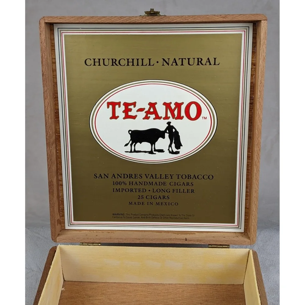 Te-Amo San Andres Valley Tobacco Empty Box Jewelry Storage Man Cave Desk Trinket