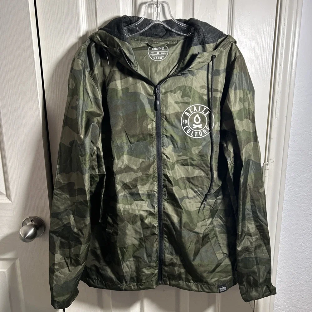 Blaize Culture Mens M Windbreaker Camo Skateboarding Lightweight Full Zip‎