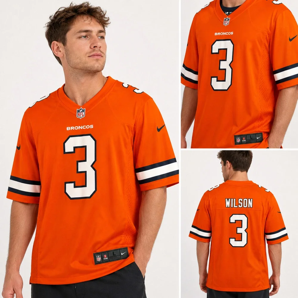Nike On Field Denver Broncos Russell Wilson #3 Jersey Men’s Large Orange NWT