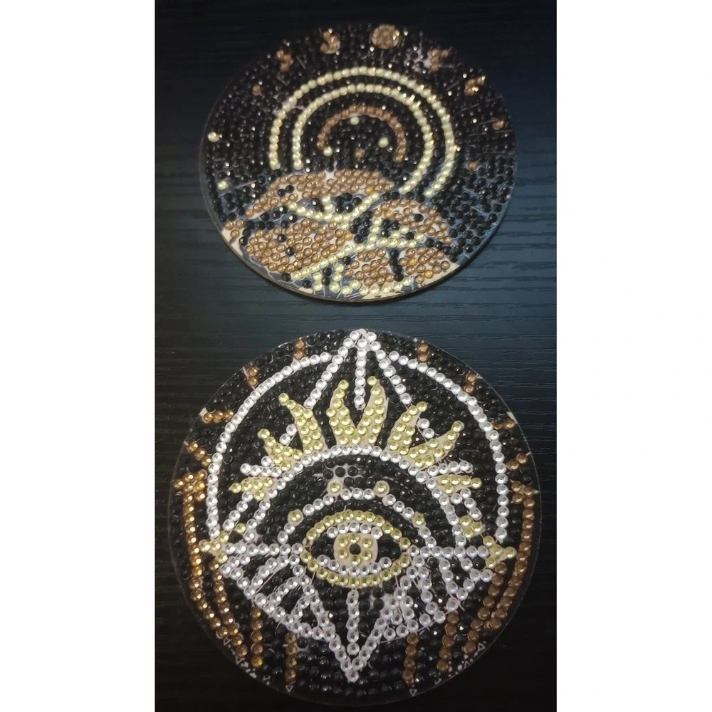 Set of 8 Diamond‎ Painted Mystic Tarot Coasters
