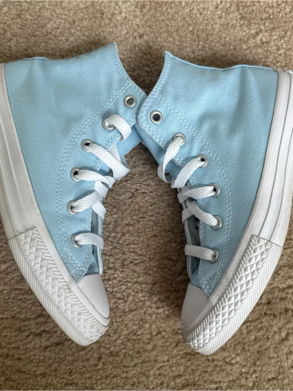 Converse Custom Sky Blue Chuck Taylor All Star Kids High Top Sneaker Size 1Y